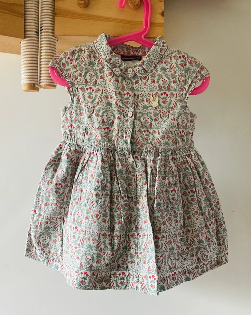🔥-20%🔥 Robe Sergent Major Fleurs Rouge Vert – 2 ans 92 cm 💯 Coton – photo 3